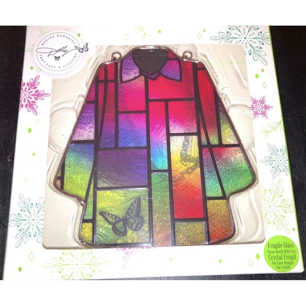 DOLLY PARTON COAT OF MANY COLORS ORNAMENT Stained Glass Wall Decor - NEW in BOX
